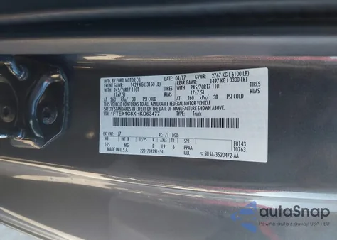 2017 Ford F-150 Xlt из США, поврежденный, VIN 1FTEX1C8XHKD63477